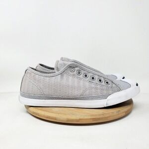 Converse Jack Purcell Shoes Women 7.5 Grey Laceless Slip On Low Athletic Sneaker
